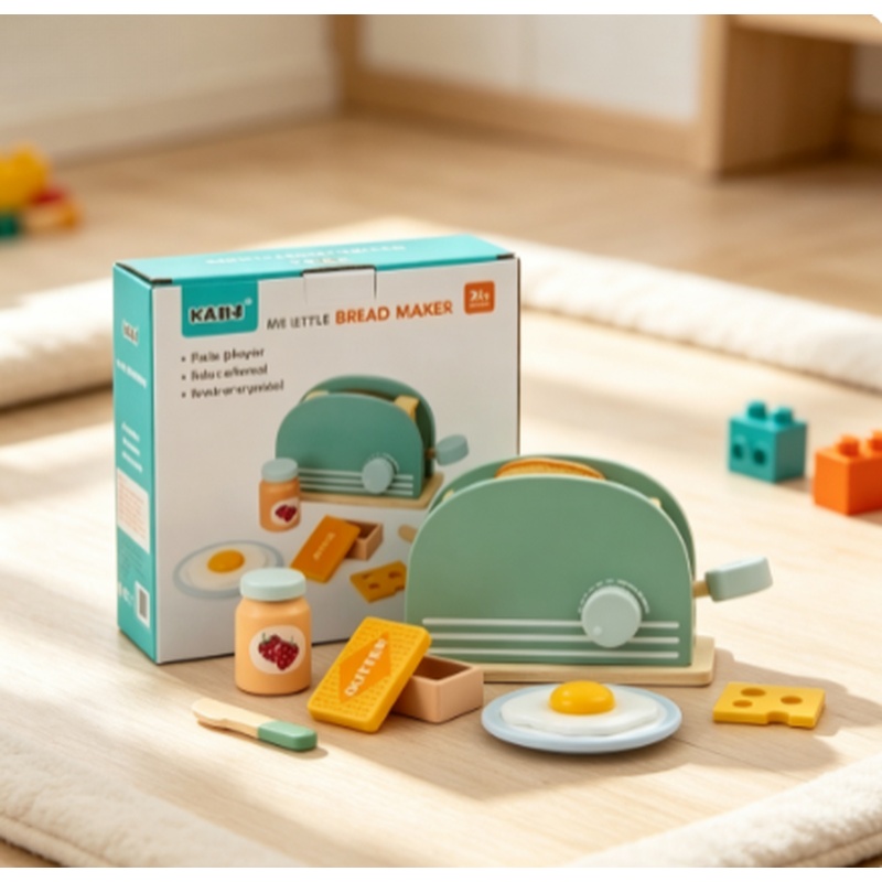 Kitchen Appliances For Kids - Drewniany Toster Zabawka Symulacja Kuchni Zestaw