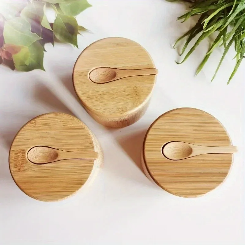 Kitchen Appliances Set - Zestaw bambusowych pojemników na sól i