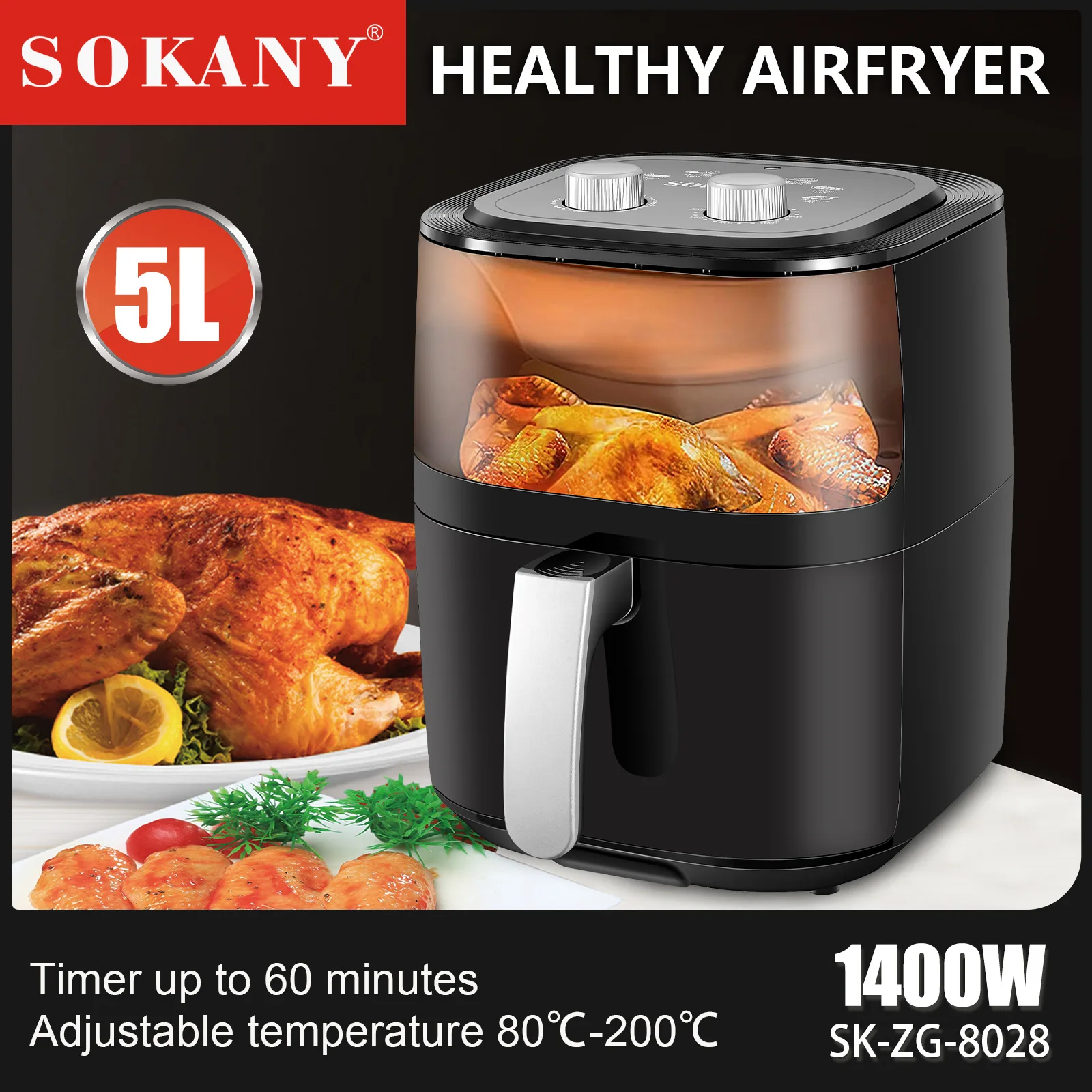 Hurtownia Sokany 5L Inteligent – Air Fryer 5L Digital recenzja i cena