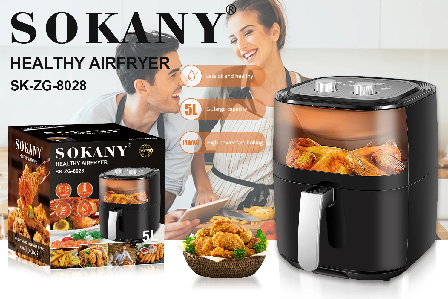 Hurtownia Sokany 5L Inteligent – Air Fryer 5L Digital recenzja i cena
